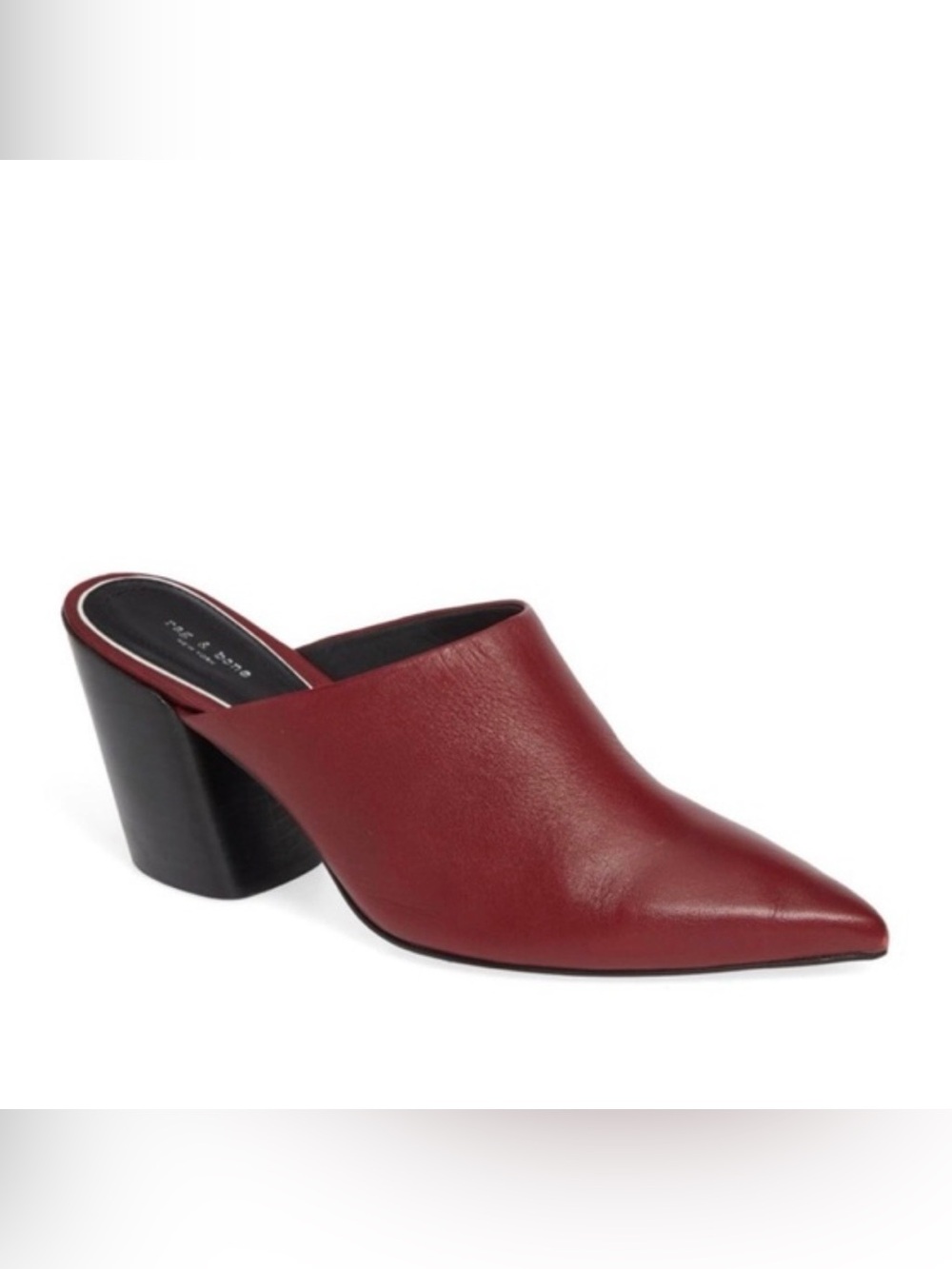 Rag & Bone Beha Biker Red Leather Pointed-Toe Slip-On Mule